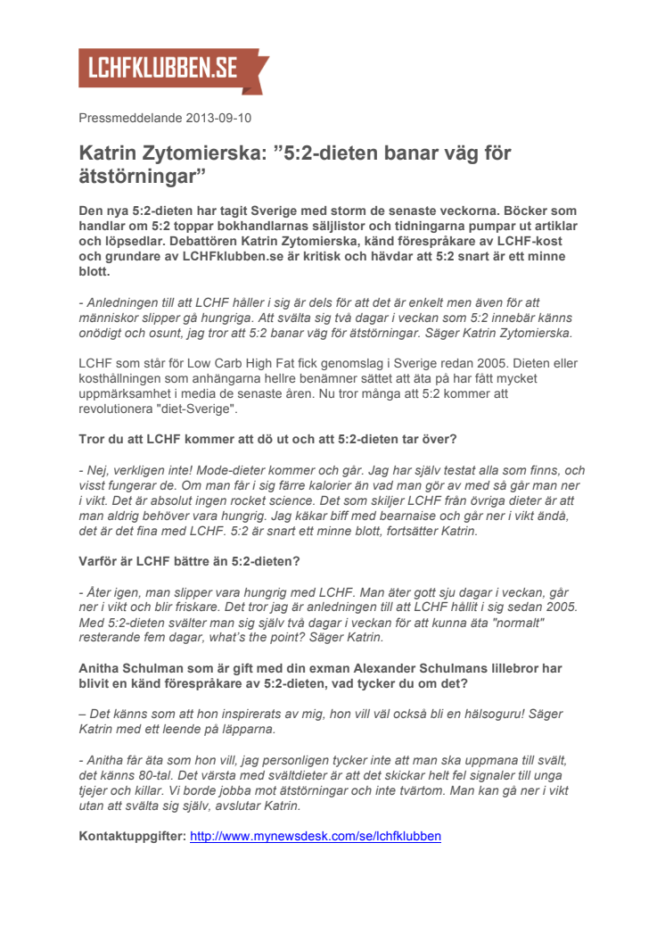 Katrin Zytomierska: ”5:2-dieten banar väg för ätstörningar”