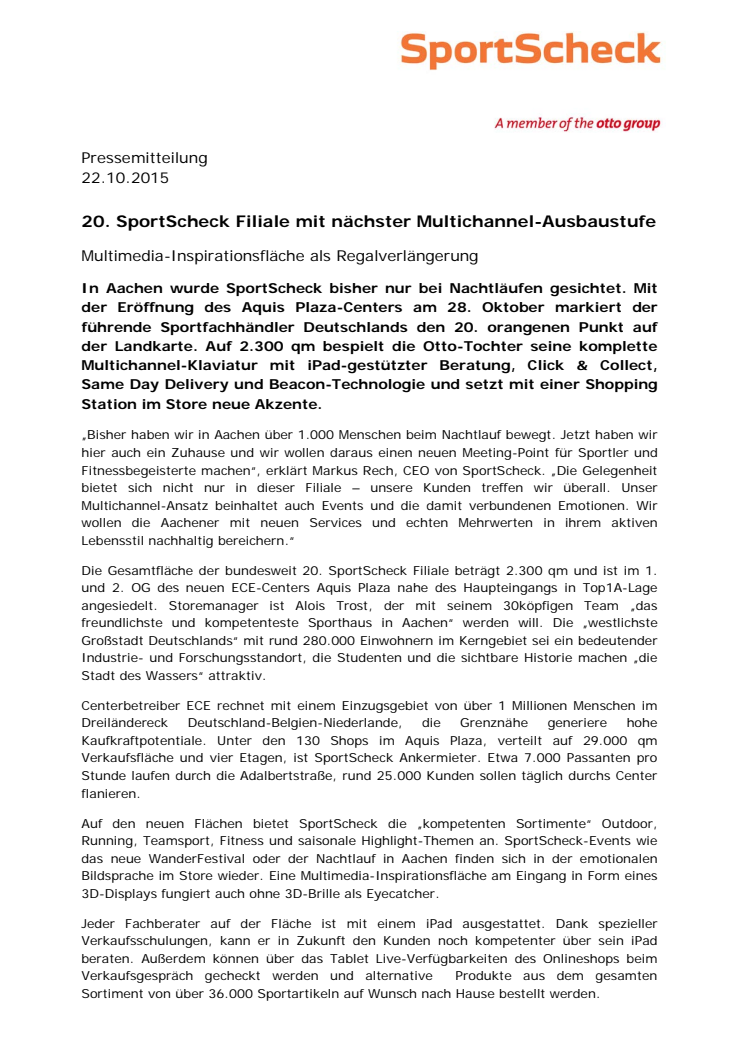 20. SportScheck Filiale mit nächster Multichannel-Ausbaustufe