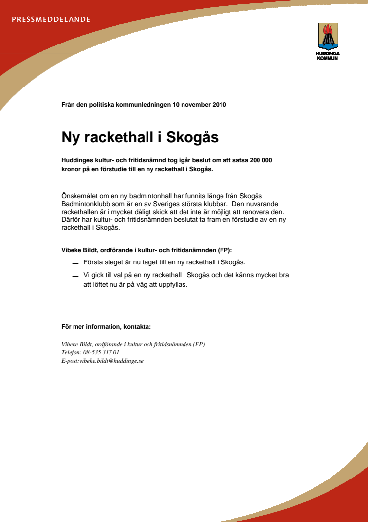 Ny rackethall i Skogås