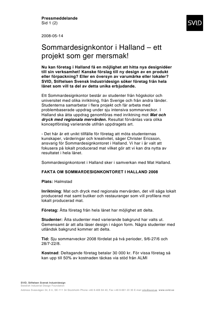 Sommardesignkontor i Halland – ett projekt som ger mersmak!