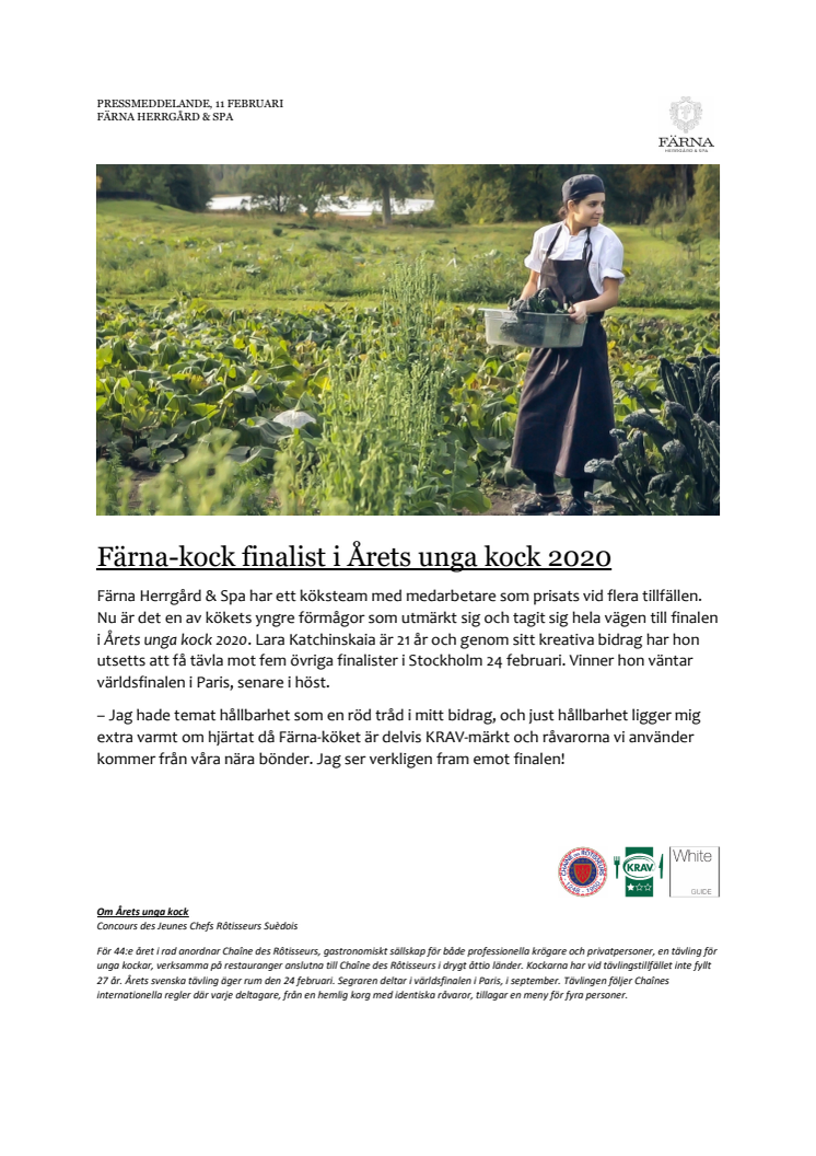  Färna-kock finalist i Årets unga kock 2020