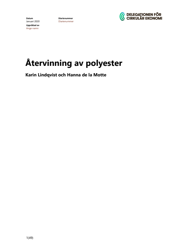 Rapport återvinning av polyester