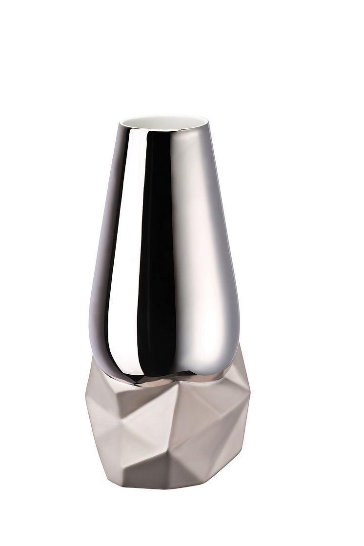 R_Geode_Vase 27 cm Silver titanium
