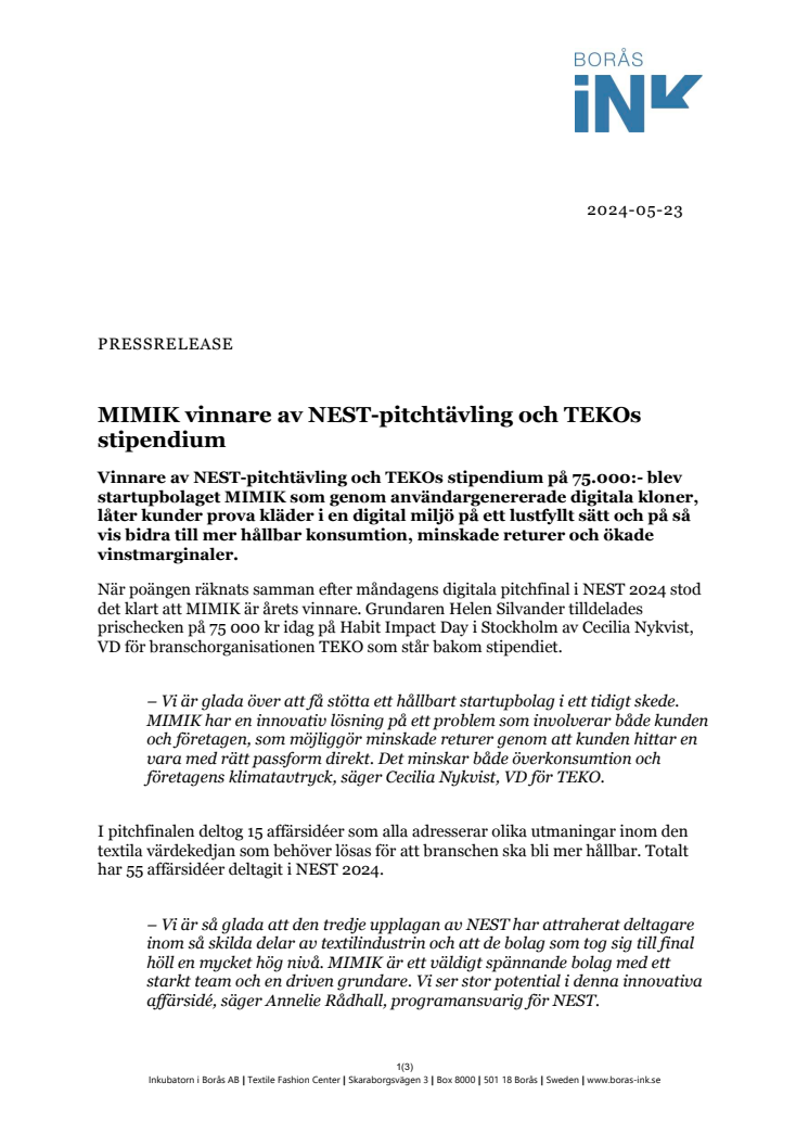 PM - MIMIK vinnare av NEST-pitchtävling och TEKOs stipendium.pdf