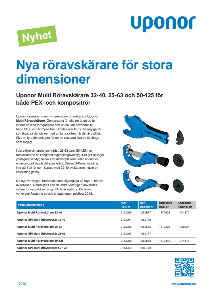 Nya röravskärare för stora dimensioner