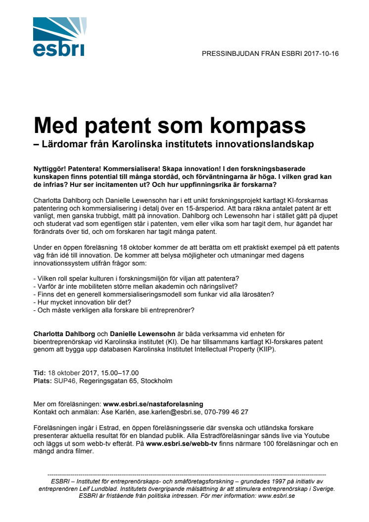 Med patent som kompass – Lärdomar från Karolinska institutets innovationslandskap