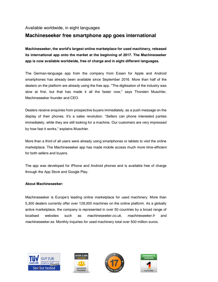 Machineseeker free smartphone app goes international 