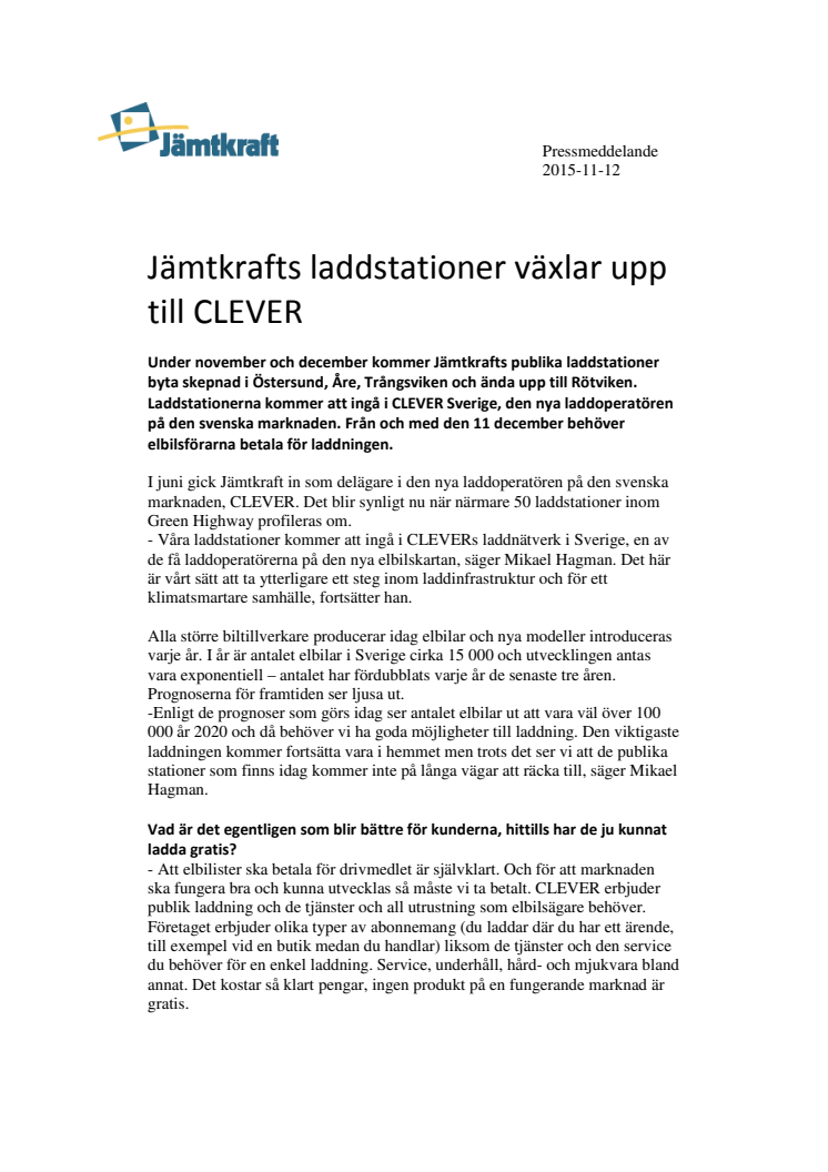 Jämtkrafts laddstationer växlar upp till CLEVER