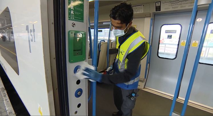 Applying long-lasting viricide to a Thameslink train