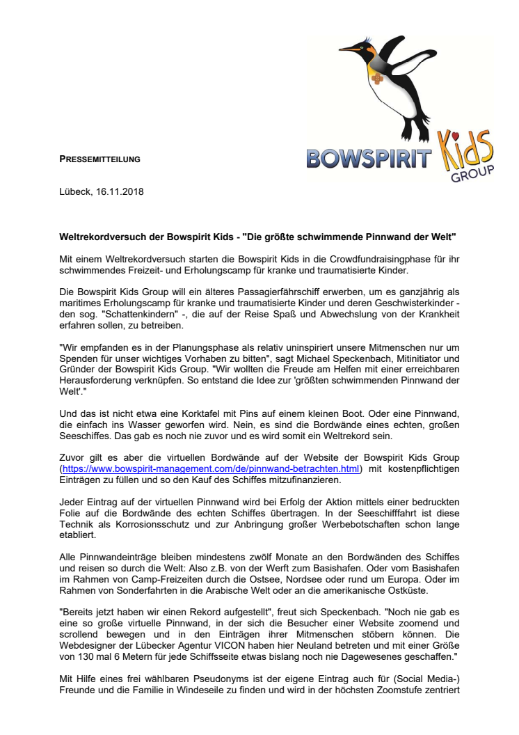 Weltrekordversuch der Bowspirit Kids - "Die größte schwimmende Pinnwand der Welt"