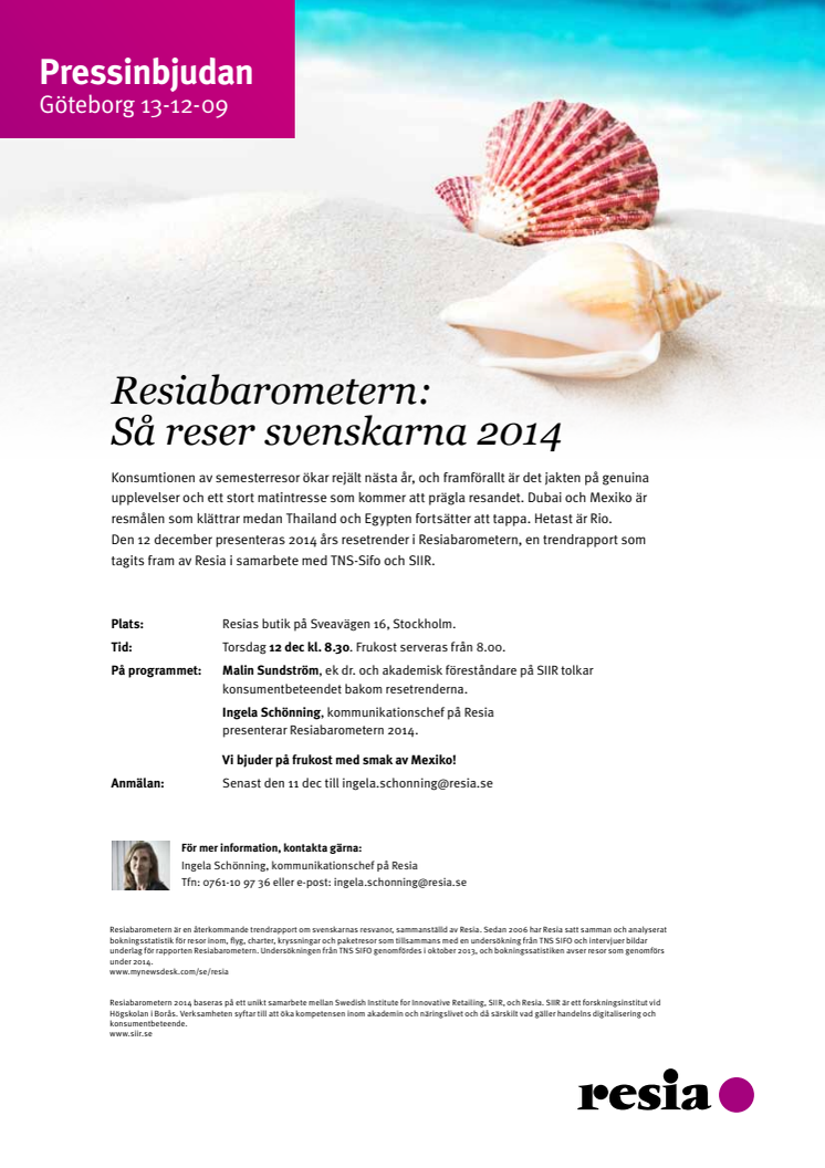 Pressinbjudan: Så reser svenskarna 2014