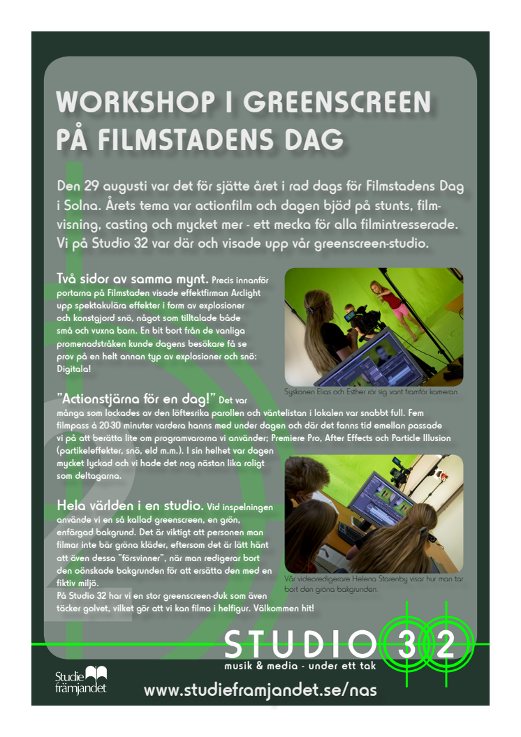 Workshop i greenscreen på Filmstadens Dag
