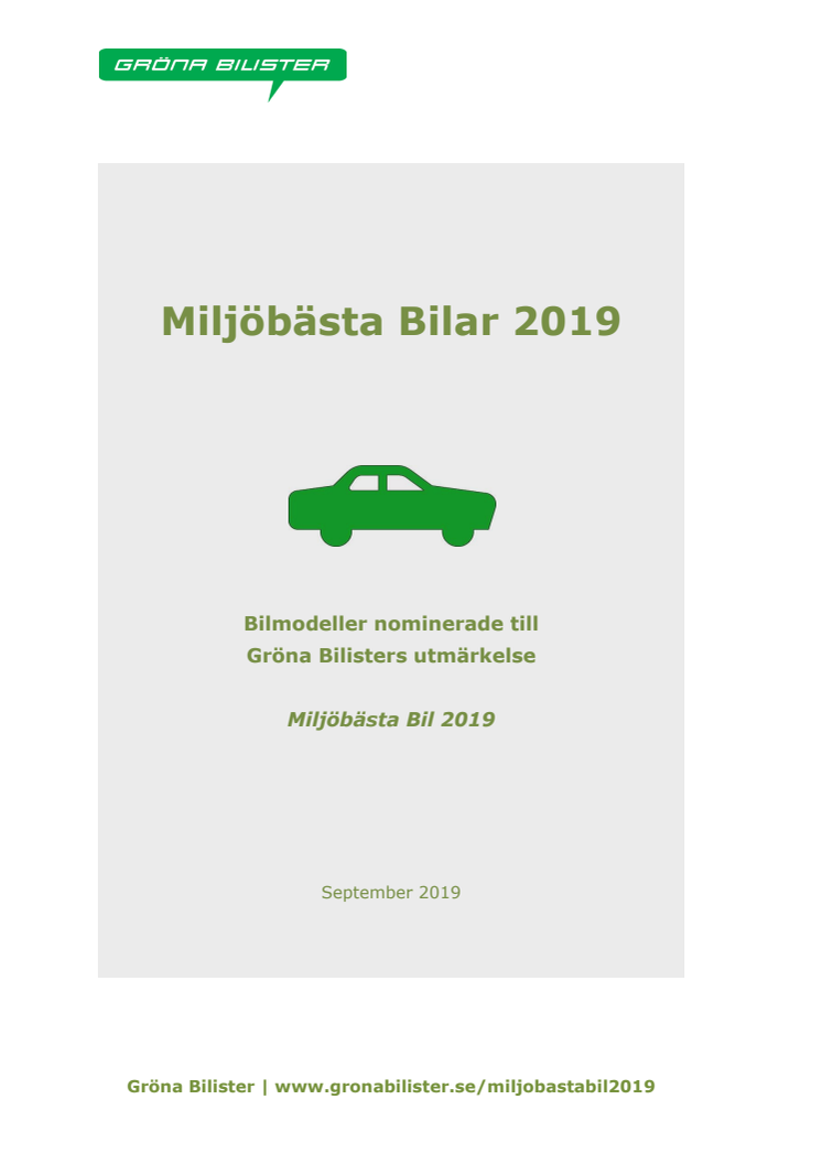 Miljöbästa Bilar 2019