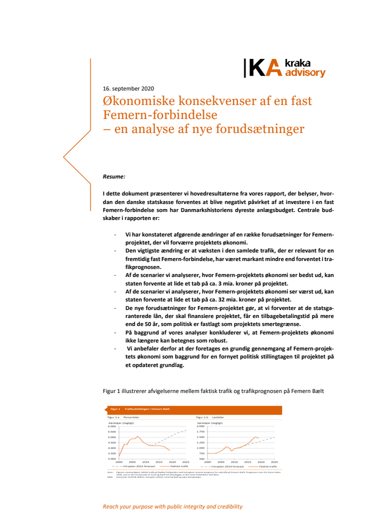 Sammenfatning – analyse af økonomiske konsekvenser af en fast Femern-forbindelse