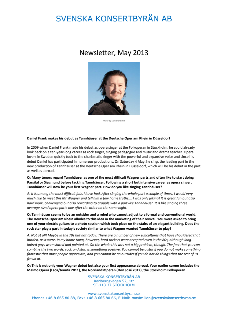 Newsletter, May 2013