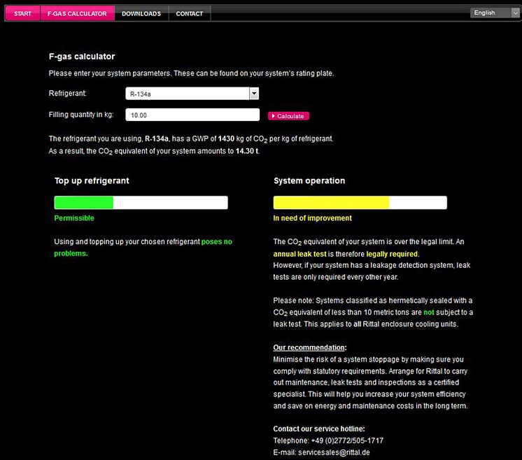 Rittal F-gas calculator