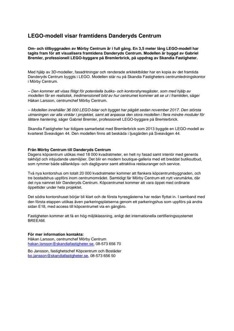 LEGO-modell visar framtidens Danderyds Centrum