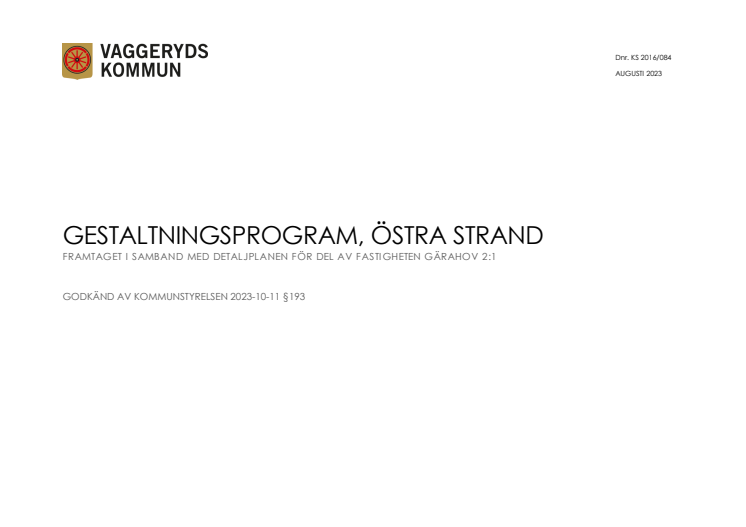 Bilaga 9 - Gestaltningsprogram, Östra strand - Vaggeryds kommun.pdf