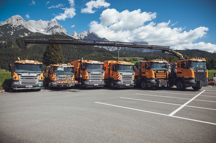 Der reine Scania Fuhrpark des Wirtschafthof Saalfelden