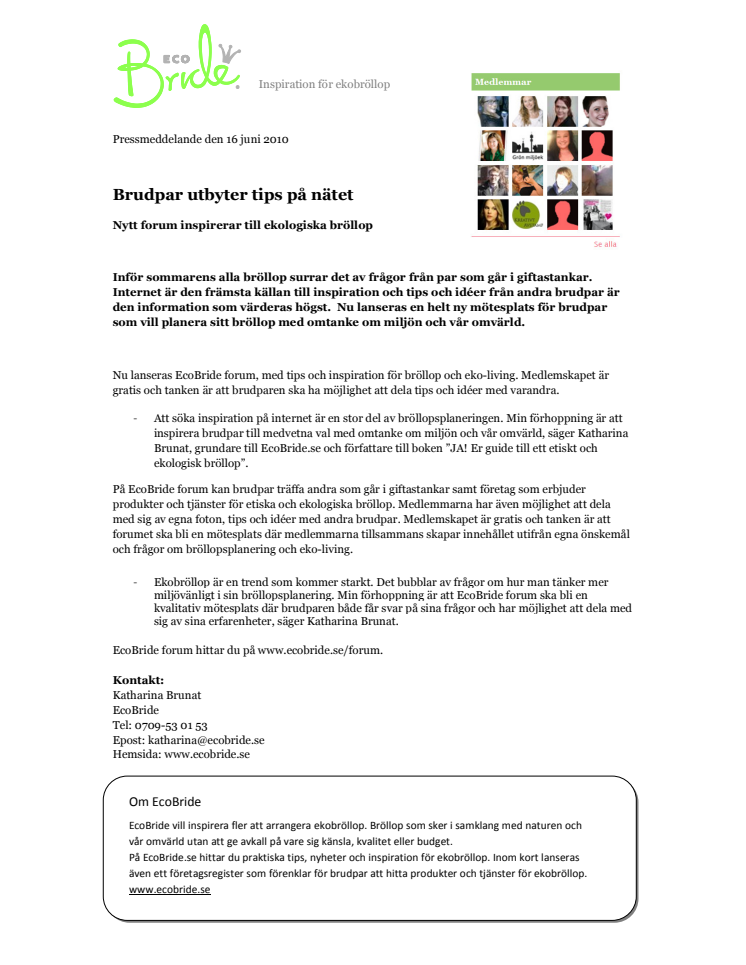 Brudpar utbyter tips på nätet