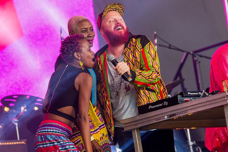 Nimo J & Madame J from Rainbow Riots Uganda and Petter Wallenberg. Photo by Jonas Norén