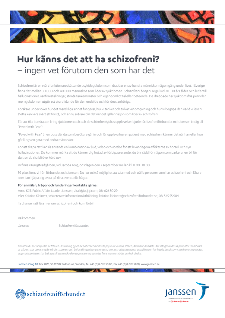 Pressinbjudan: Hur känns det att ha schizofreni? - ingen vet förutom den som har det