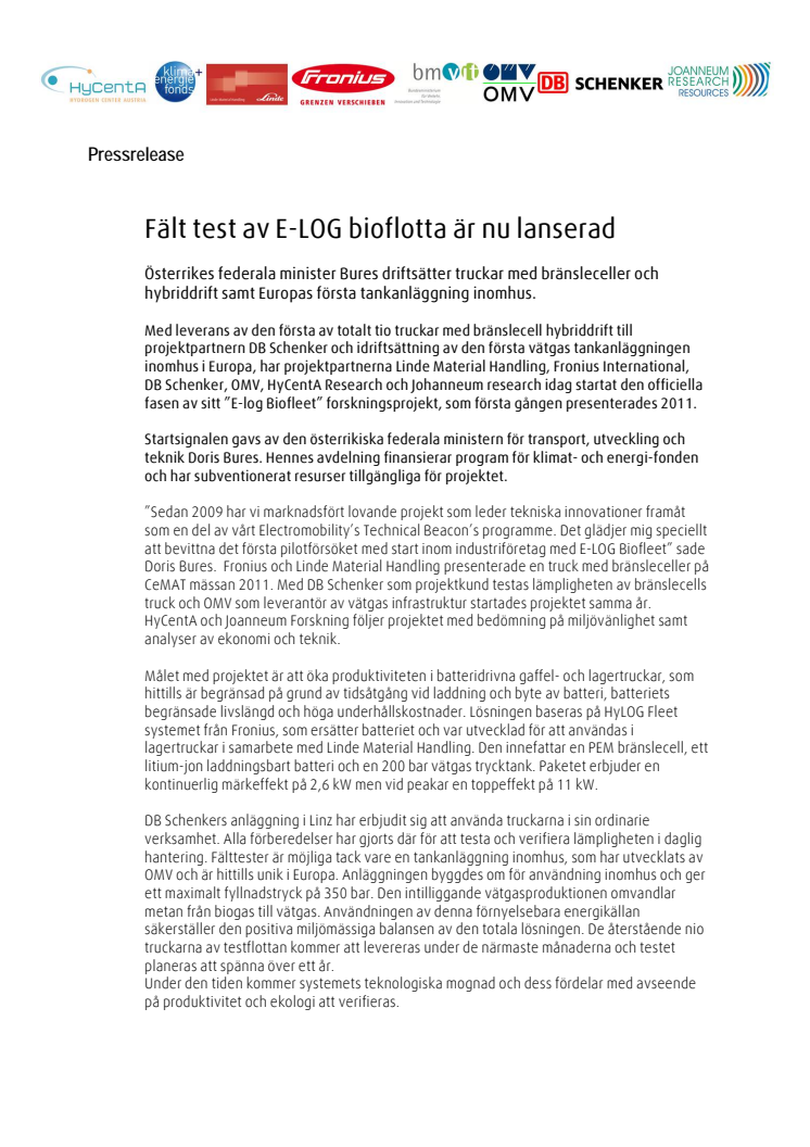 Fält test av E-LOG bioflotta är nu lanserad 