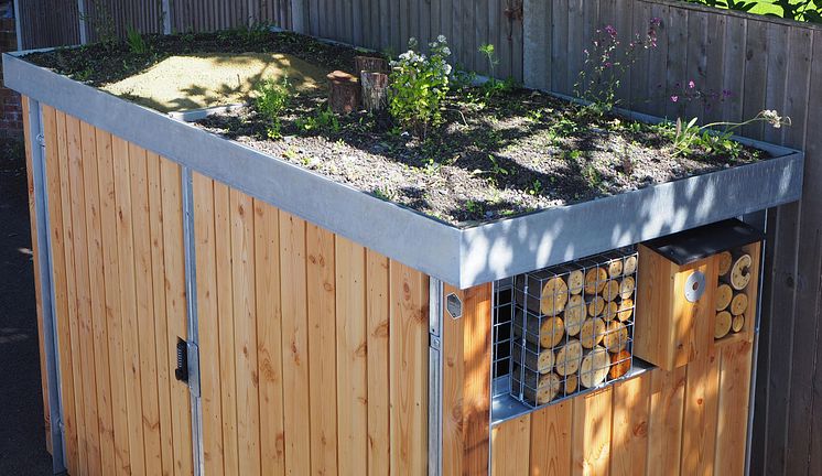 Green Roof bin store at Welwyn North