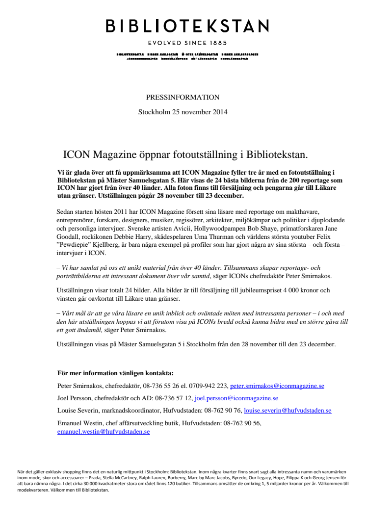 ICON Magazine öppnar fotoutställning i Bibliotekstan