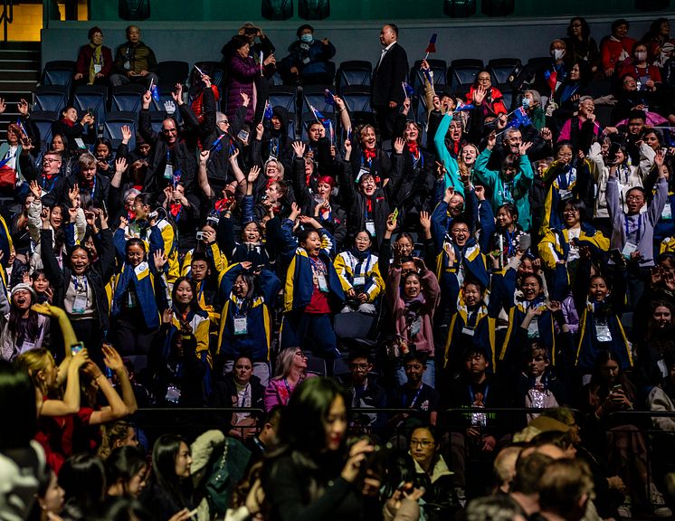 Prisutdelning vid World Choir Games 2024 i Auckland, Nya Zeeland.
