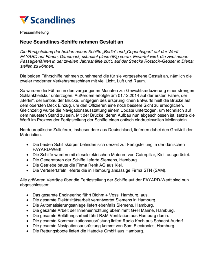 Neue Scandlines-Schiffe nehmen Gestalt an
