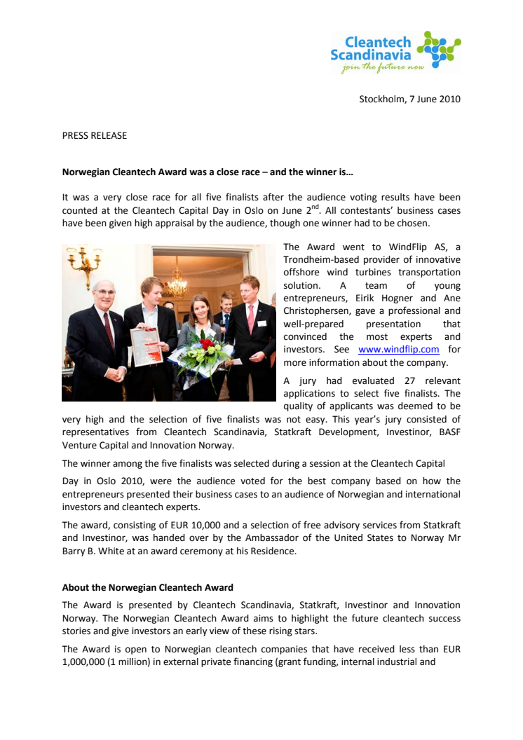 Norwegian Cleantech Award was a close race – and the winner is…