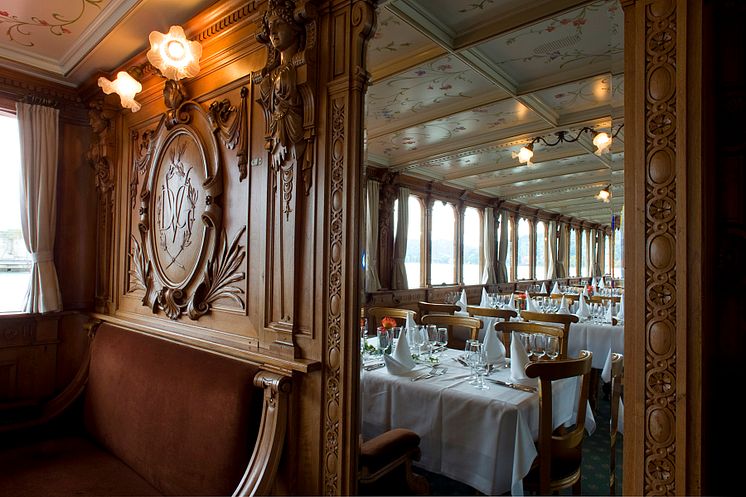 Salon der Uri (ältestes Dampfschiff der Schweiz) auf dem Vierwaldstättersee. Copyright: SGV Luzern By-line: swiss-image.ch/Peter Christensen.