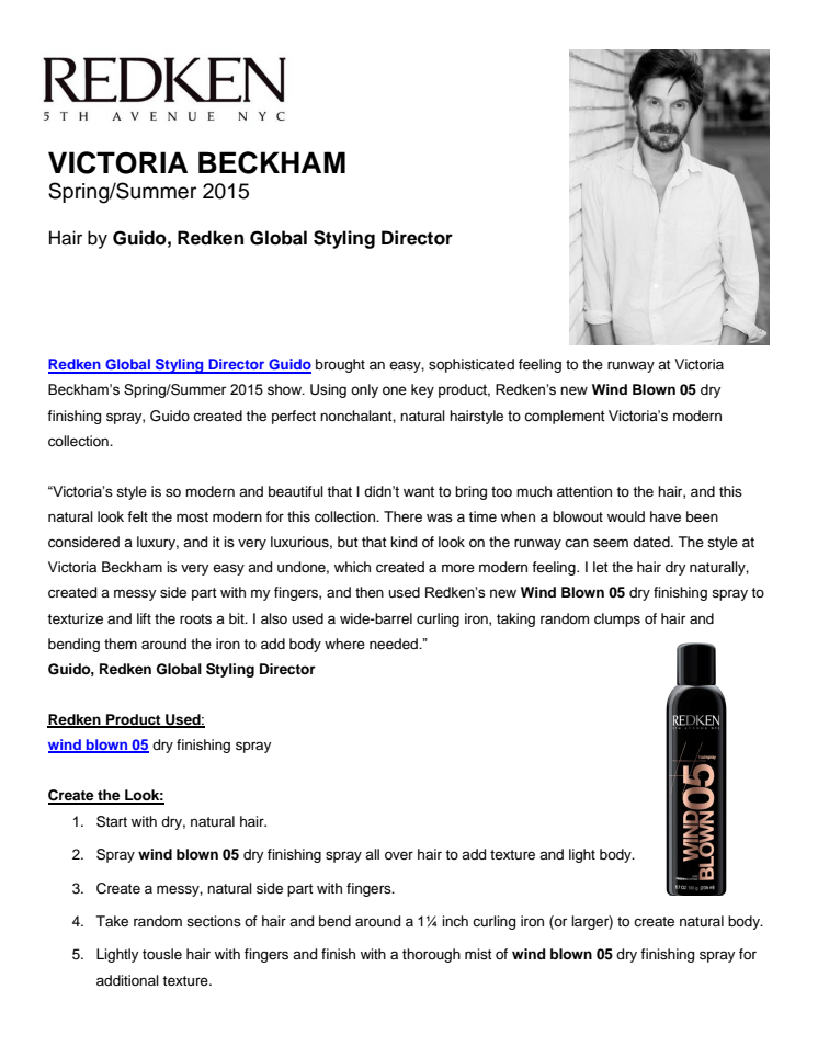 REDKEN for Victora Beckham NYFW SS15