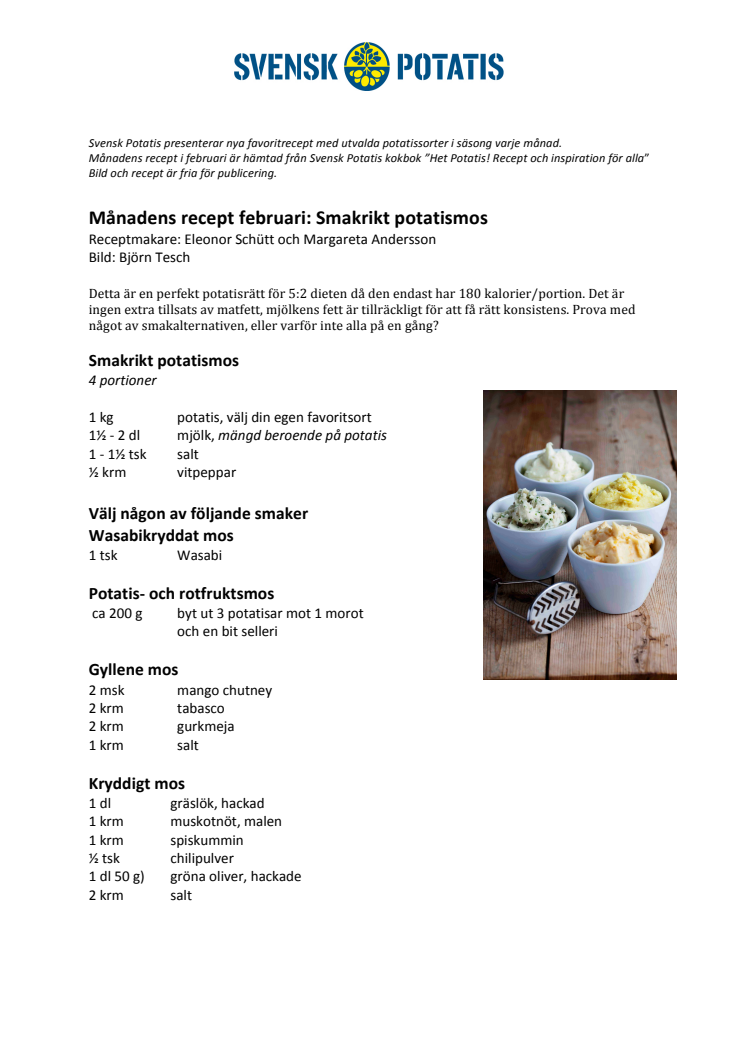 Månadens recept februari - Smakrikt mos