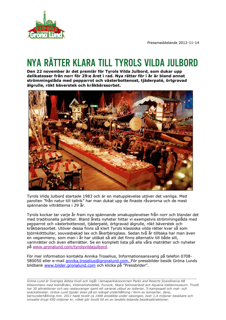 Nya rätter klara till Tyrols Vilda Julbord