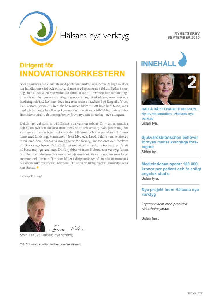 Nyhetsbrev September 2010 Hälsans nya verktyg