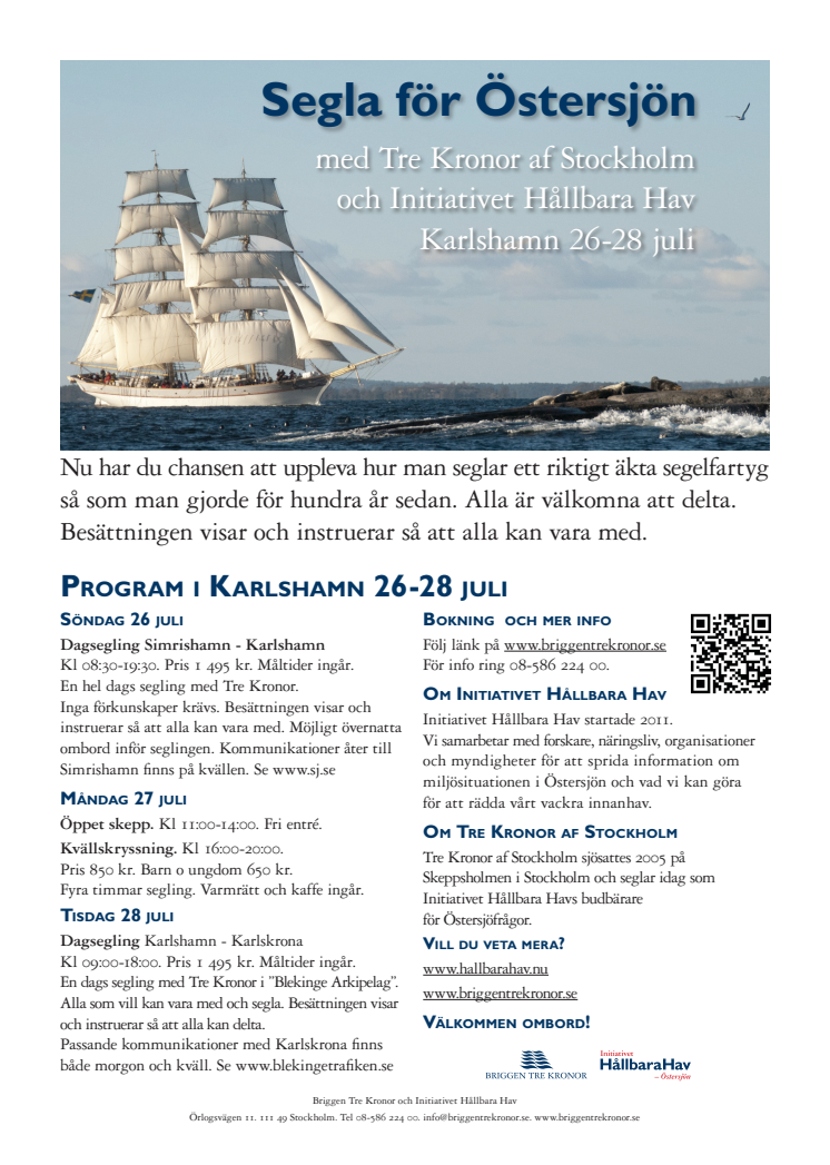 Program för Tre Kronor i Karlshamn 2015