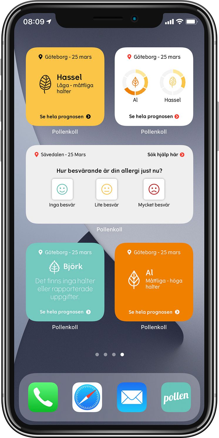 Skräddarsydd översikt i Pollenkoll-appen