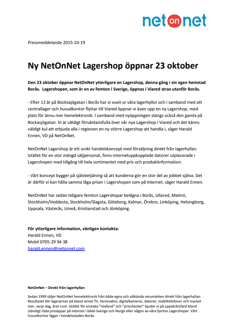 Ny NetOnNet Lagershop öppnar 23 oktober