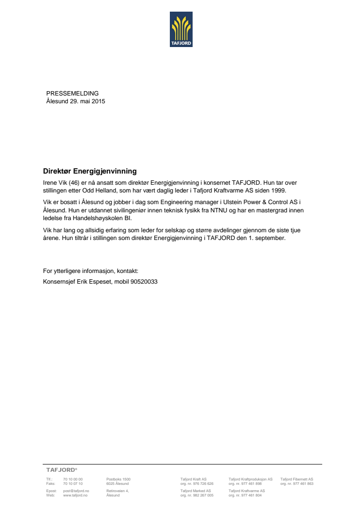 Direktør Energigjenvinning