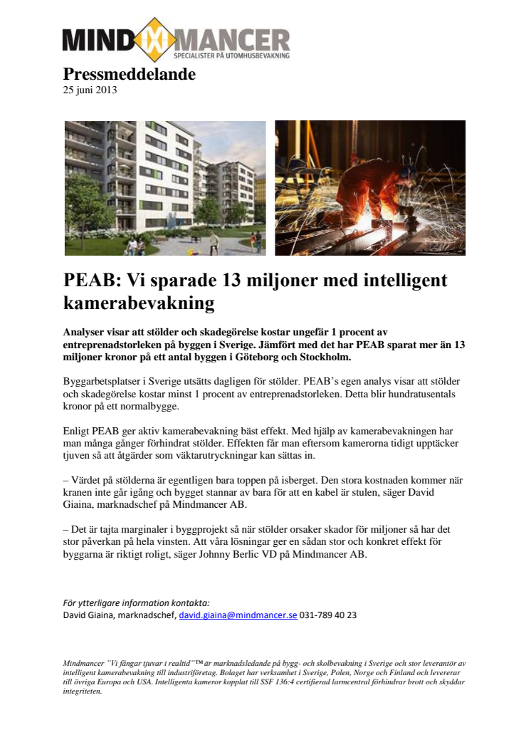 PEAB: Vi sparade 13 miljoner med intelligent kamerabevakning