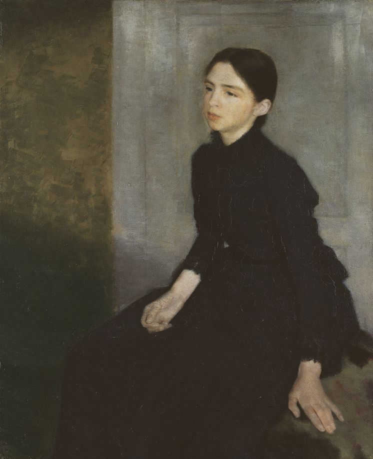 Vilhelm Hammershøi- ”Portræt af en ung pige”, 1885. I dag på Den Hirschsprungske Samling.