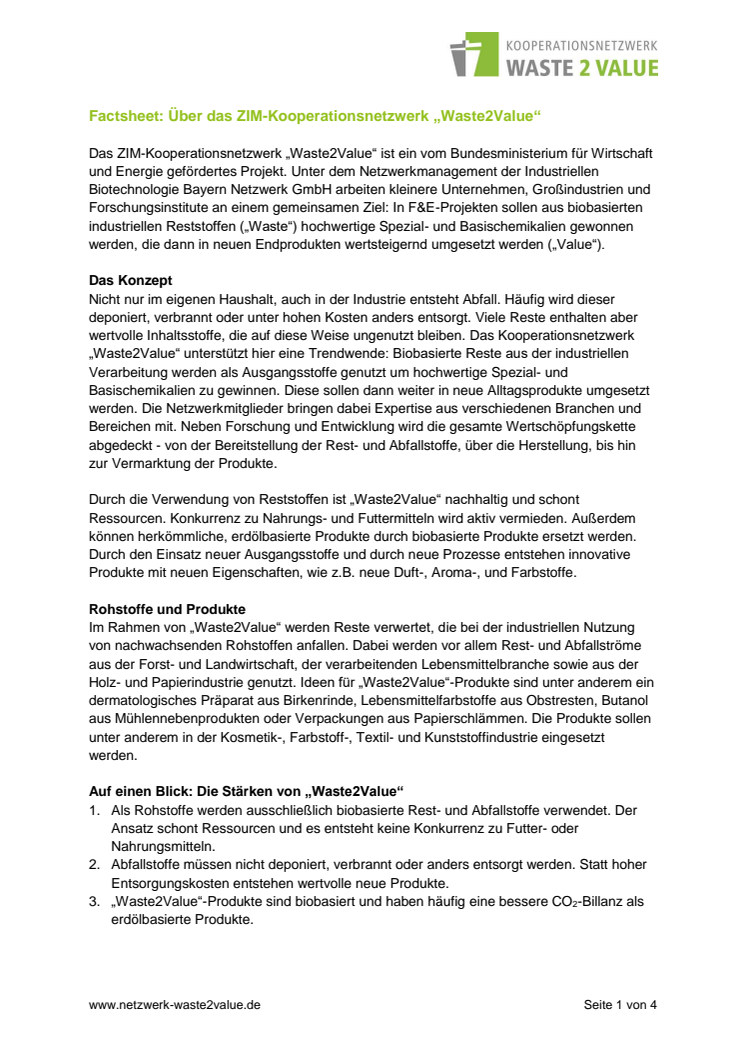 Factsheet ZIM-KN Waste2Value