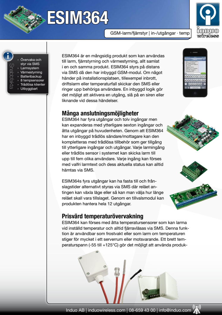 ESIM364 larm och övervakning via SMS