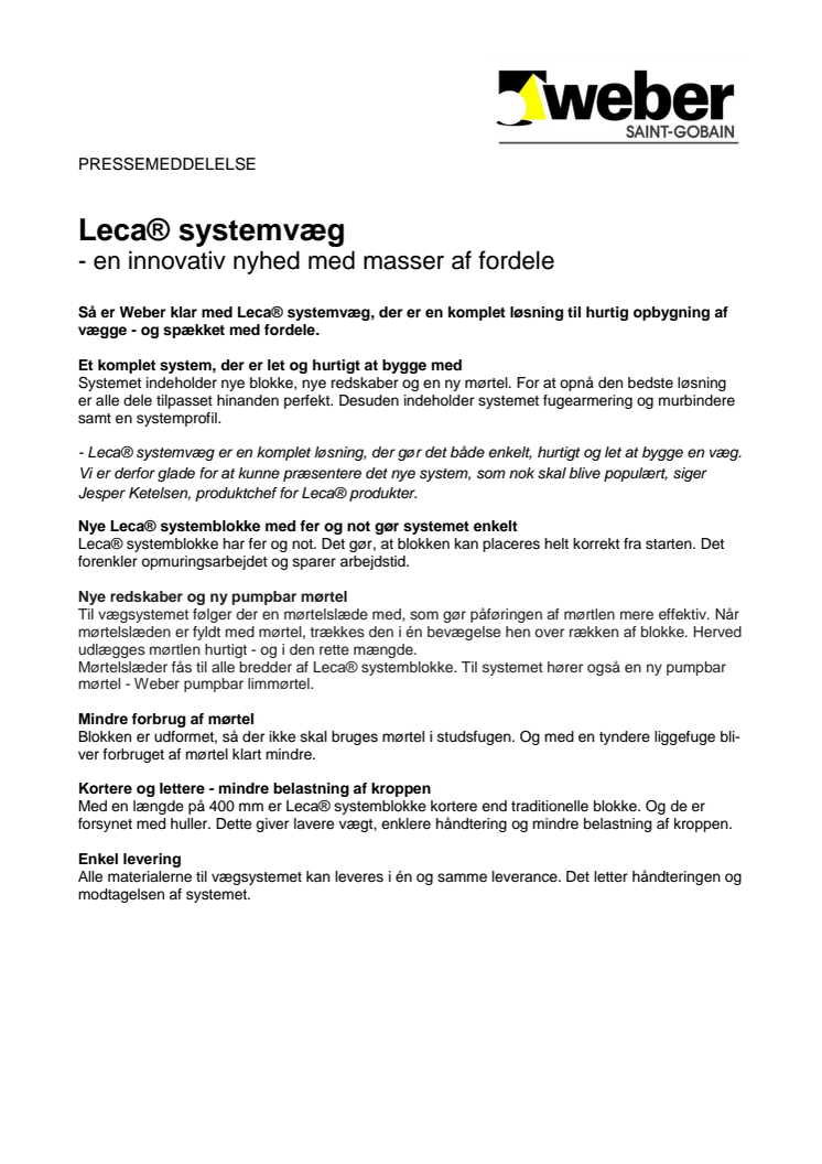  Leca® systemvæg - en innovativ nyhed med masser af fordele