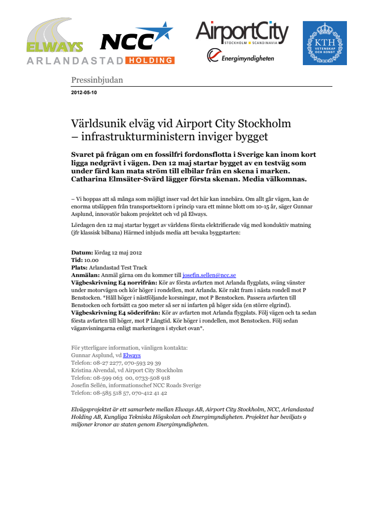 Världsunik elväg vid Airport City Stockholm
