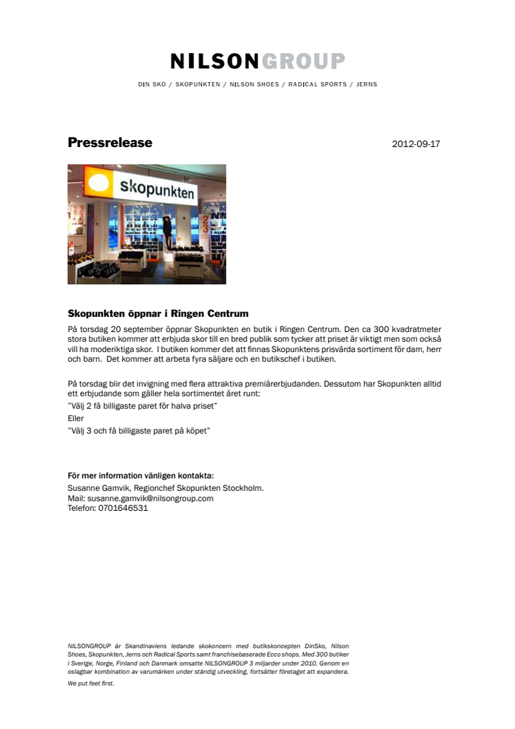 Skopunkten öppnar i Ringen Centrum