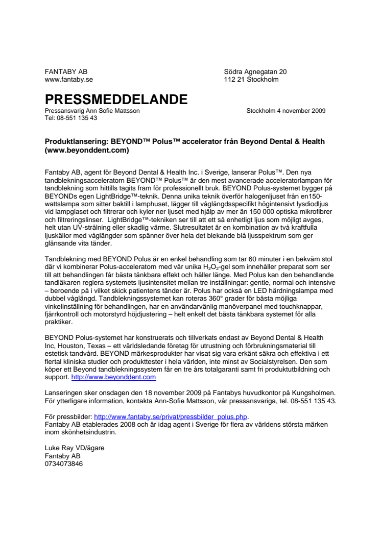 Produktlansering: BEYOND™ Polus™ accelerator från Beyond Dental & Health