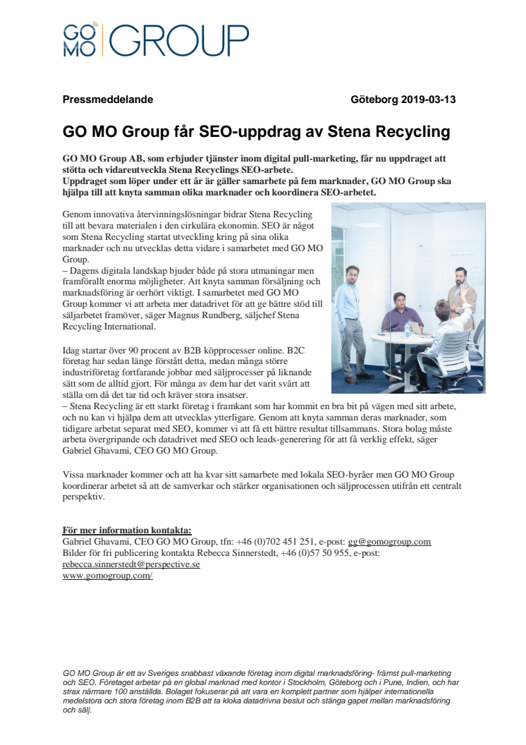 GO MO Group får SEO-uppdrag av Stena Recycling